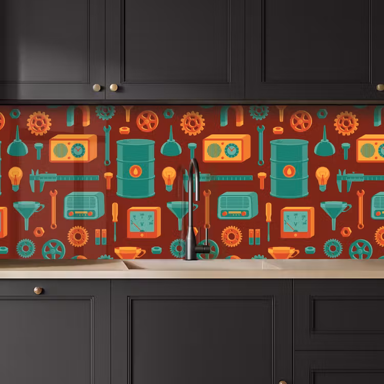 Keuken achterwand - Patroon - Retro - Gereedschap — 6