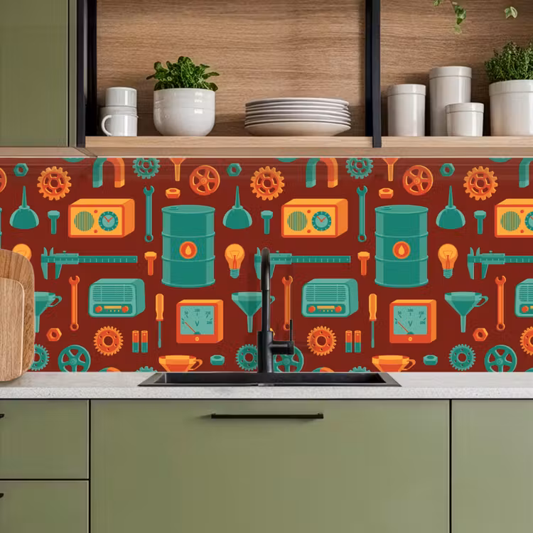 Keuken achterwand - Patroon - Retro - Gereedschap — 8