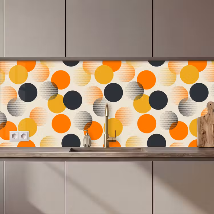 Keuken achterwand - Polkadot - Design - Retro - Oranje — 1