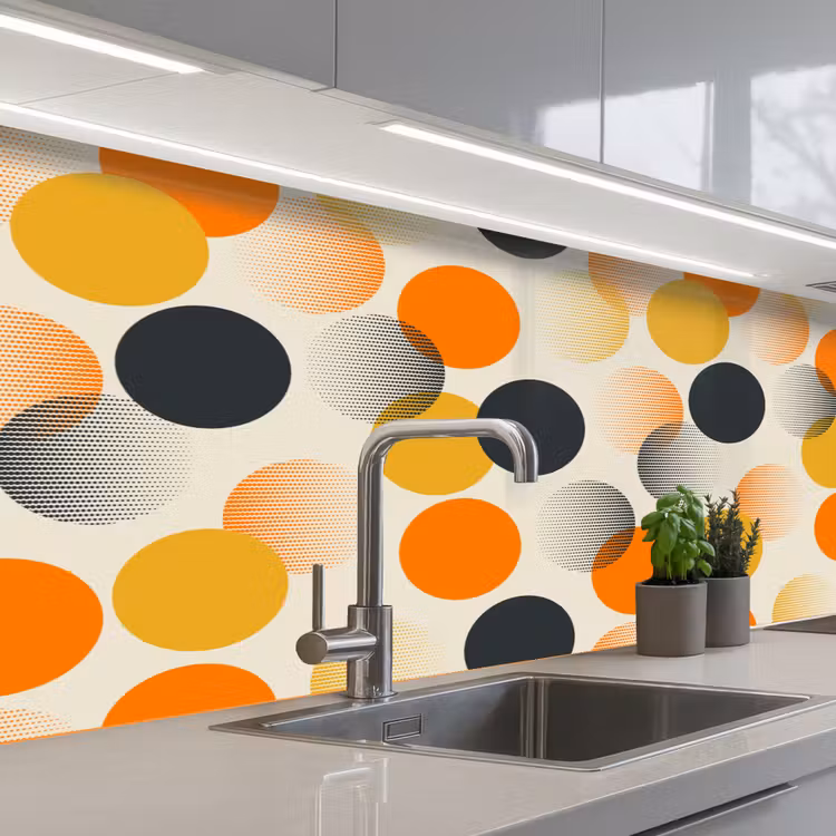 Keuken achterwand - Polkadot - Design - Retro - Oranje — 2