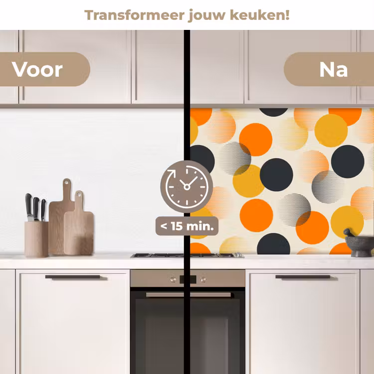 Keuken achterwand - Polkadot - Design - Retro - Oranje — 3