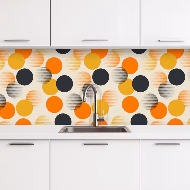 Keuken achterwand - Polkadot - Design - Retro - Oranje — 4