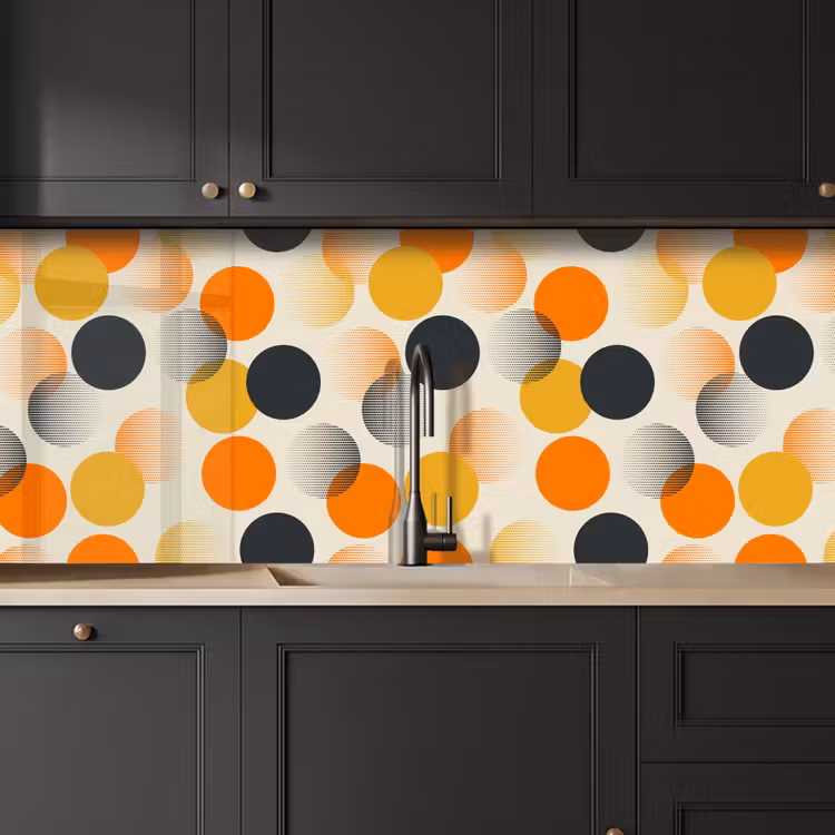 Keuken achterwand - Polkadot - Design - Retro - Oranje — 6
