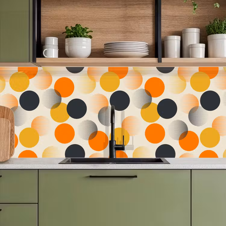 Keuken achterwand - Polkadot - Design - Retro - Oranje — 8