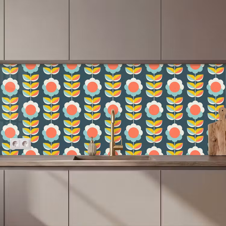 Keuken achterwand - Retro - Bloemen - Scandinavisch — 1