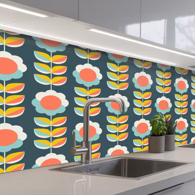Keuken achterwand - Retro - Bloemen - Scandinavisch — 2