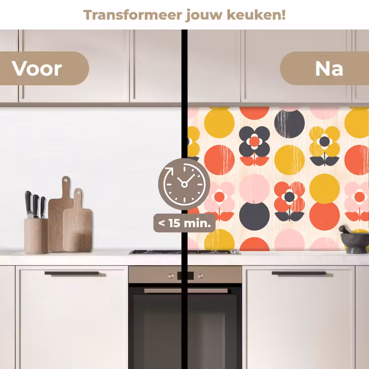 Keuken achterwand - Retro - Design - Bloemen - Pastel — 3