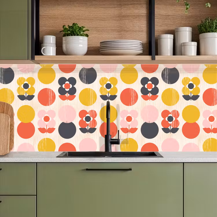 Keuken achterwand - Retro - Design - Bloemen - Pastel — 8