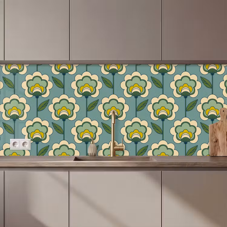 Keuken achterwand - Retro - Design - Jaren 70 - Bloem — 1