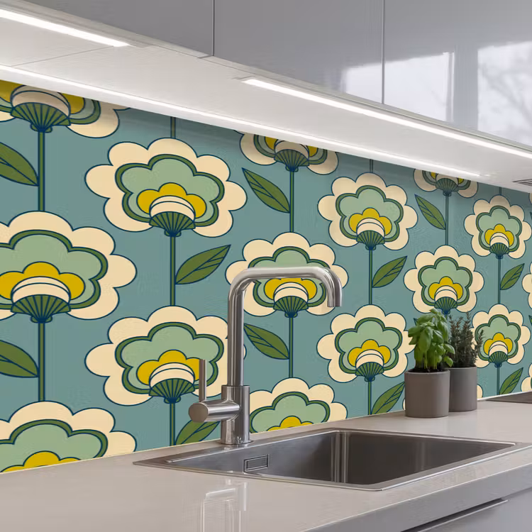 Keuken achterwand - Retro - Design - Jaren 70 - Bloem — 2