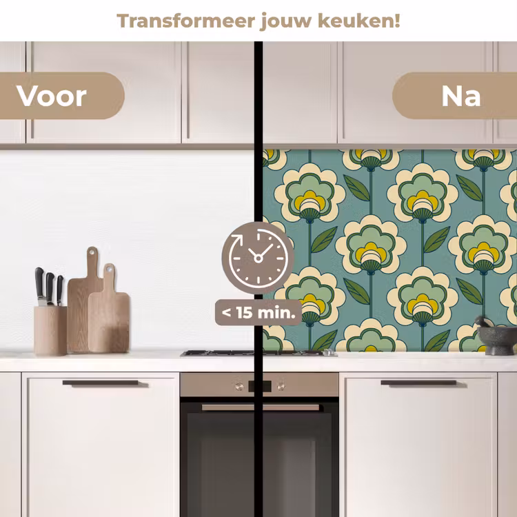 Keuken achterwand - Retro - Design - Jaren 70 - Bloem — 3