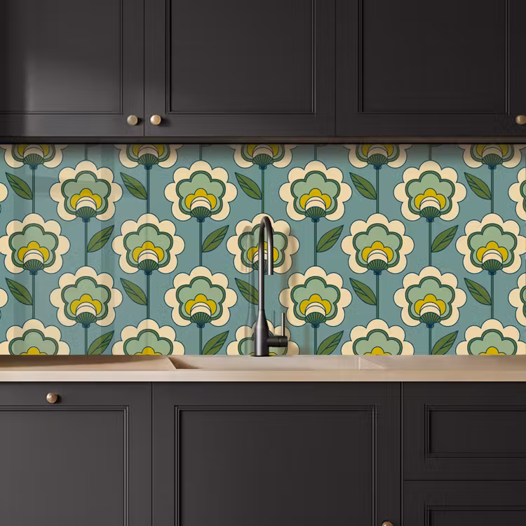 Keuken achterwand - Retro - Design - Jaren 70 - Bloem — 6