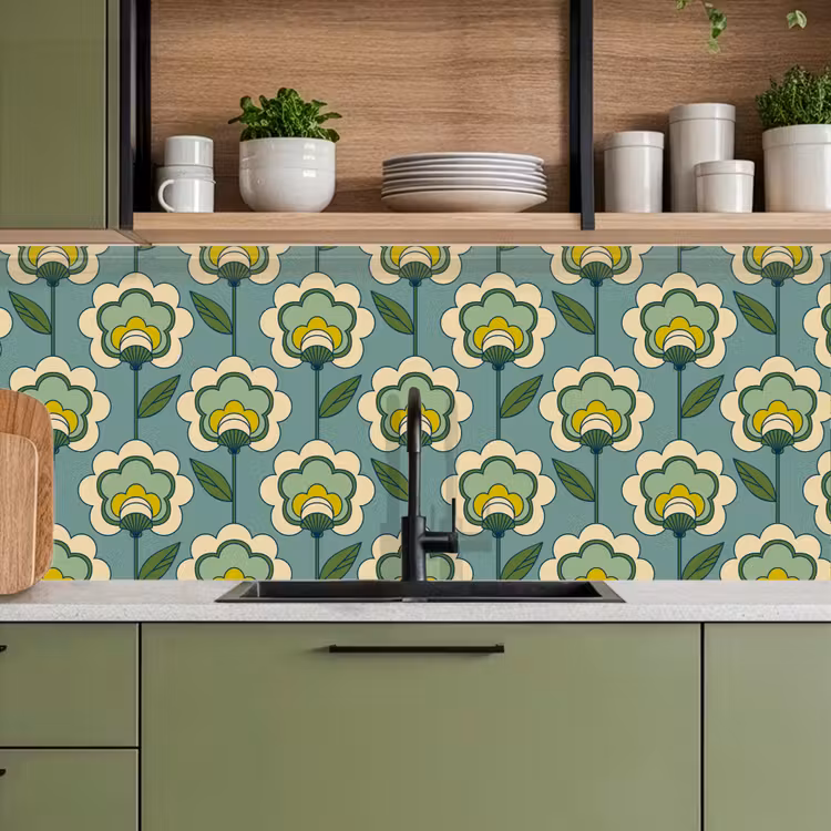 Keuken achterwand - Retro - Design - Jaren 70 - Bloem — 8