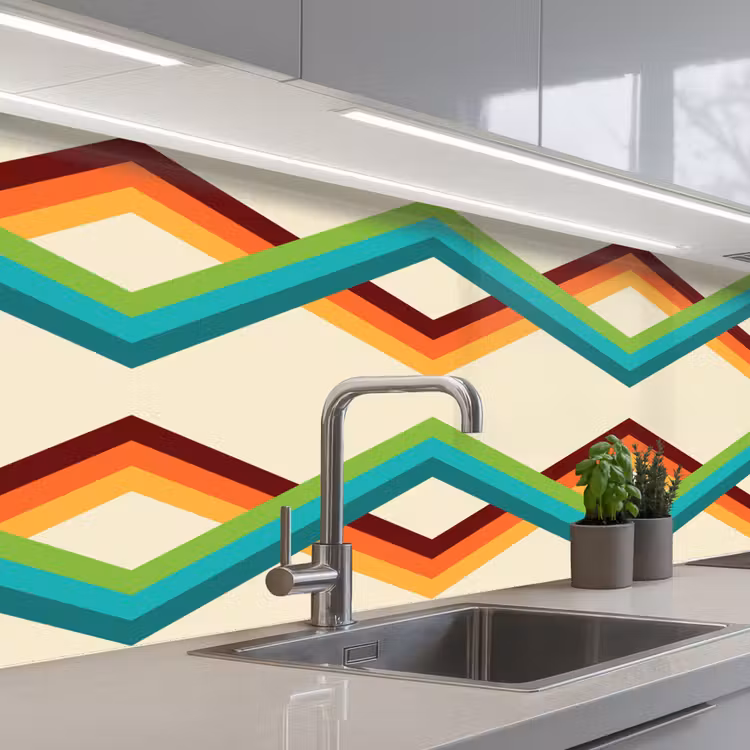 Keuken achterwand - Retro - Strepen - Design - Seventies — 2