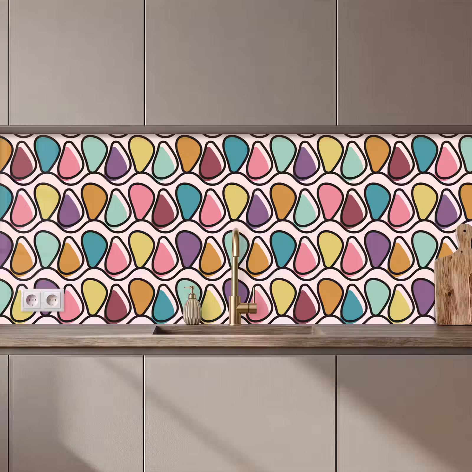 Keuken achterwand - Patroon - Ovaal - Pastel — 1