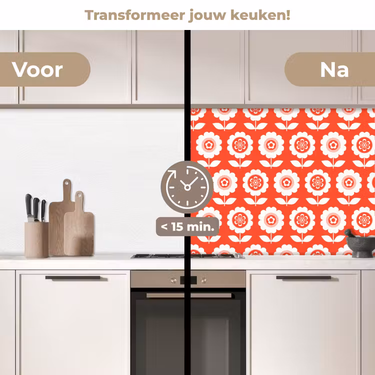 Keuken achterwand - Bloemen - Patroon - Rood — 3