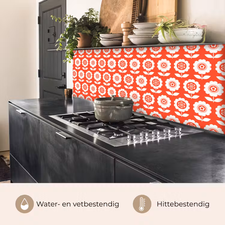 Keuken achterwand - Bloemen - Patroon - Rood — 5