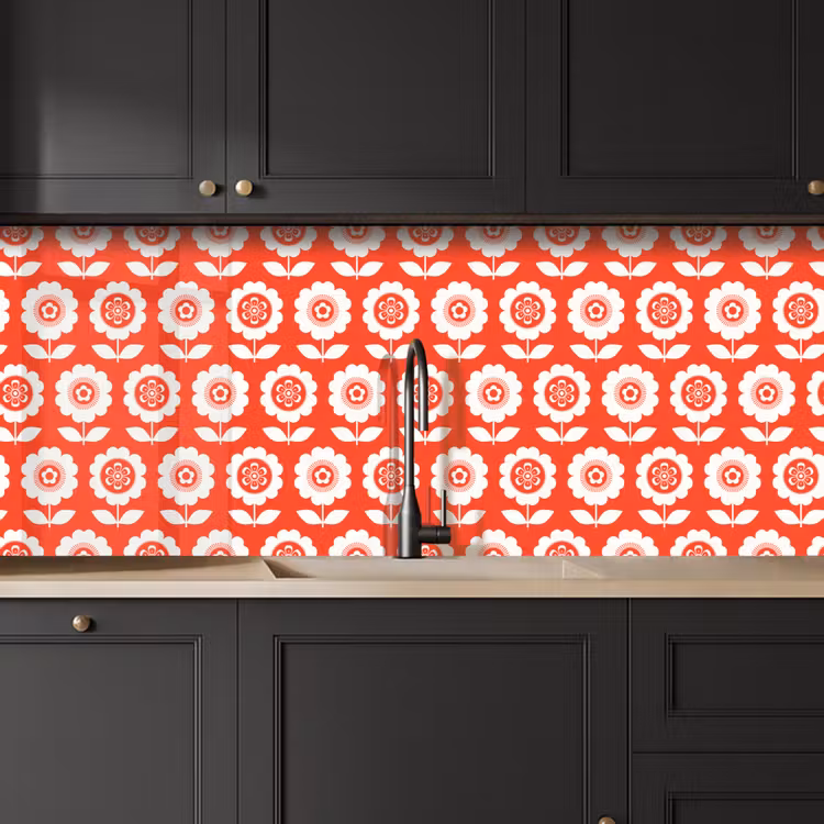 Keuken achterwand - Bloemen - Patroon - Rood — 6