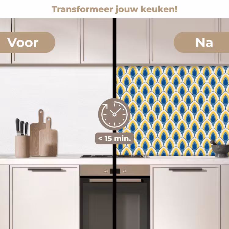 Keuken achterwand - Design - Patroon - Retro - Geel - Blauw — 3