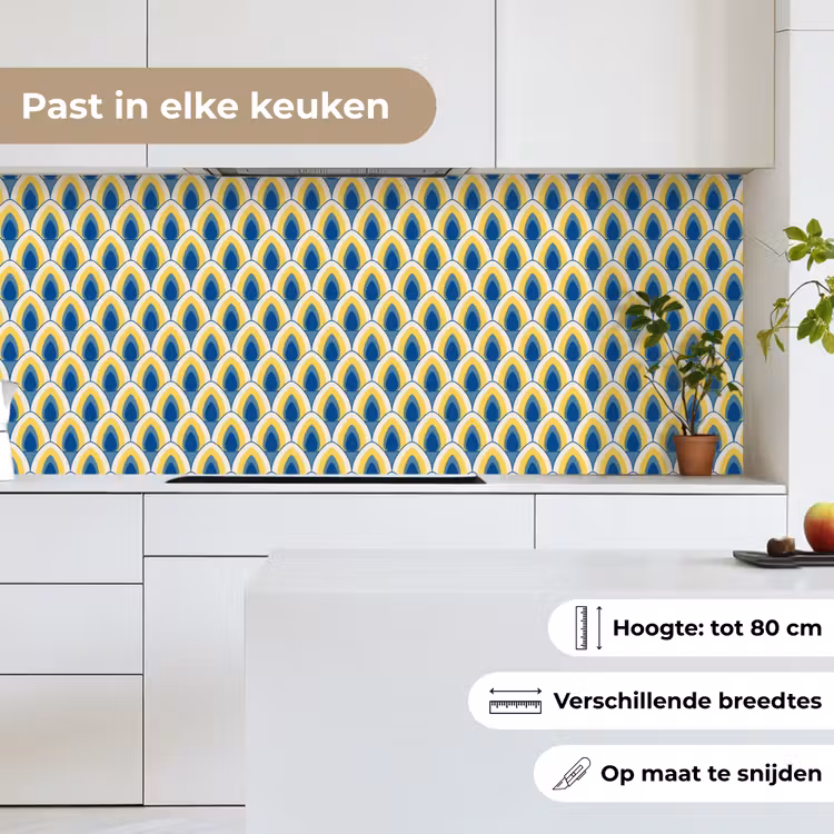 Keuken achterwand - Design - Patroon - Retro - Geel - Blauw — 7