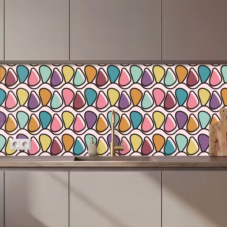 Keuken achterwand - Patroon - Ovaal - Pastel — 1