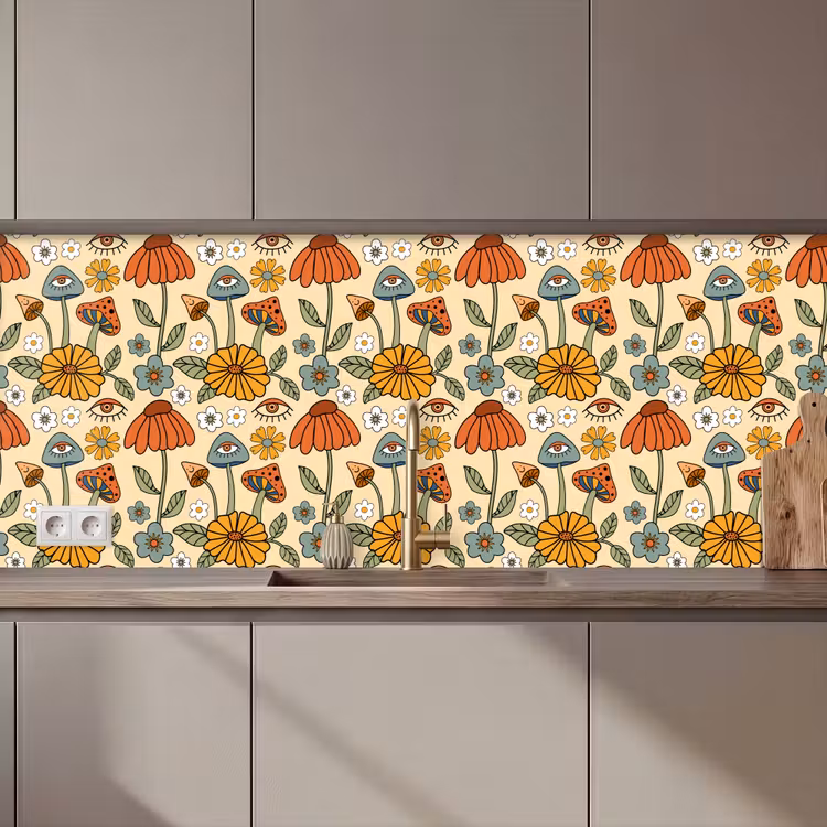 Keuken achterwand - Patronen - Vintage - Bloemen - Ogen — 1