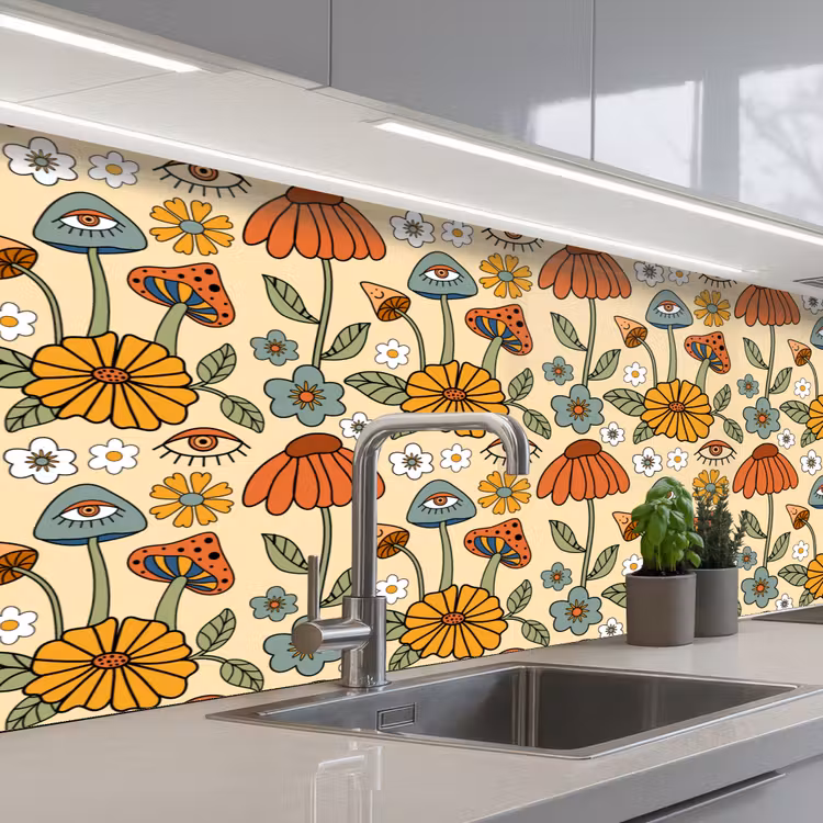 Keuken achterwand - Patronen - Vintage - Bloemen - Ogen — 2