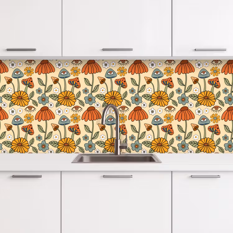 Keuken achterwand - Patronen - Vintage - Bloemen - Ogen — 4