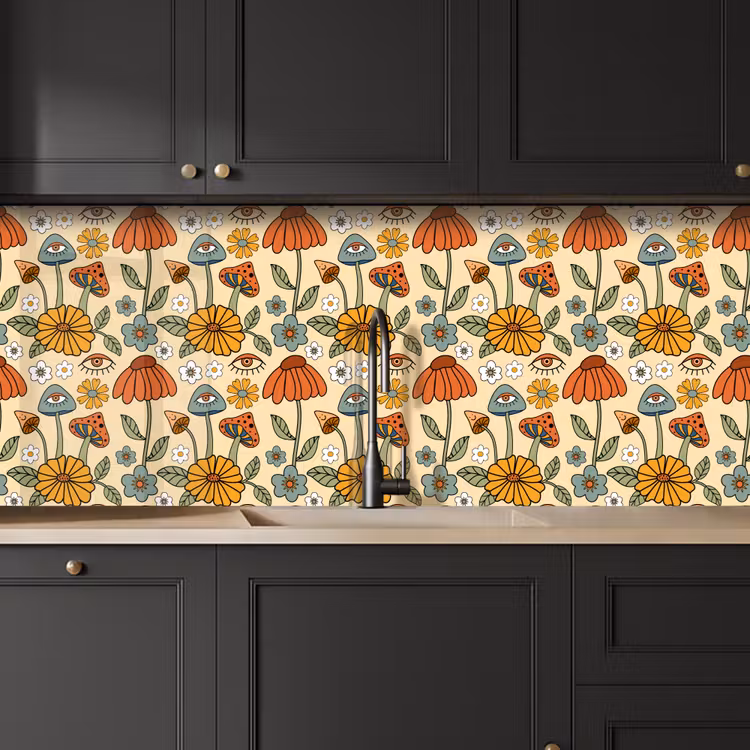 Keuken achterwand - Patronen - Vintage - Bloemen - Ogen — 6