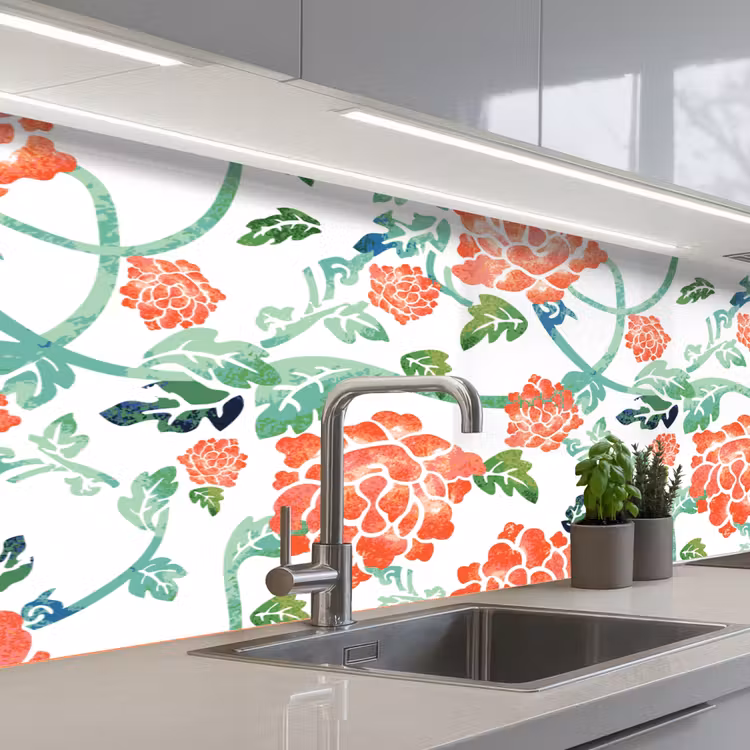 Keuken achterwand - Bloemen - Bladeren - Patronen - Waterverf — 2