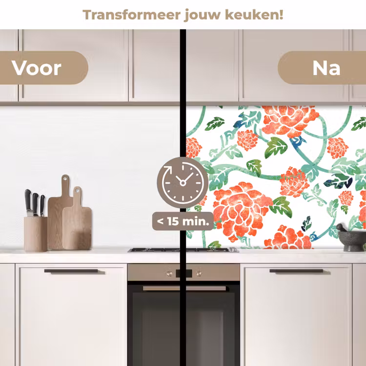 Keuken achterwand - Bloemen - Bladeren - Patronen - Waterverf — 3