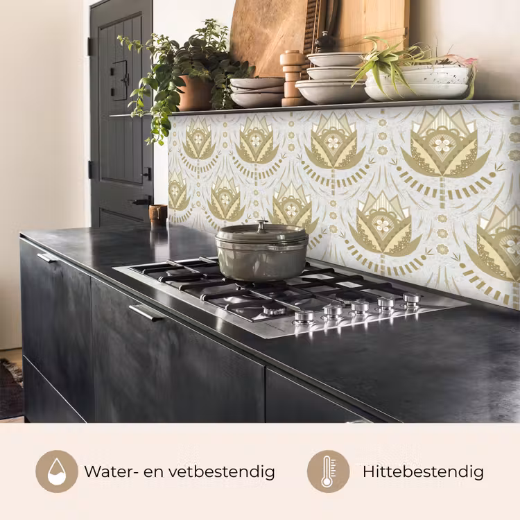 Keuken achterwand - Bloemen - Goud - Patronen — 5