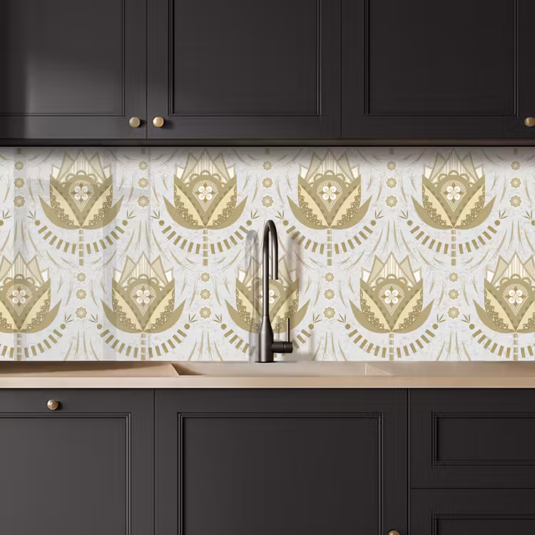 Keuken achterwand - Bloemen - Goud - Patronen — 6