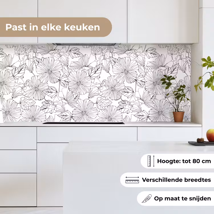 Keuken achterwand - Bloemen - Zwart - Wit - Design - Flora — 7