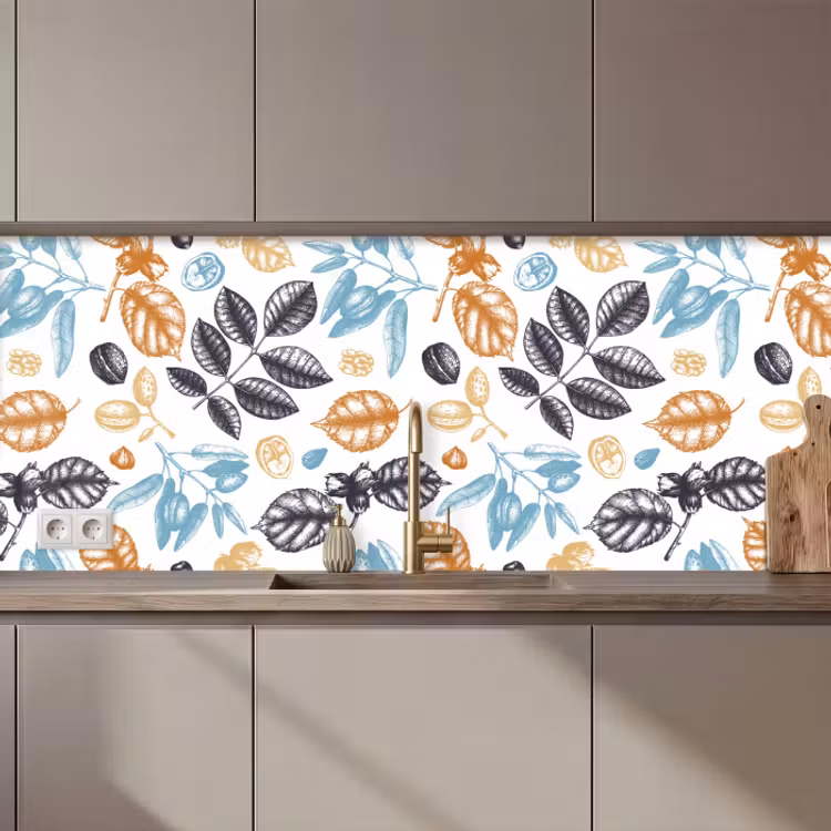 Keuken achterwand - Vintage - Bladeren - Noot - Patronen — 1