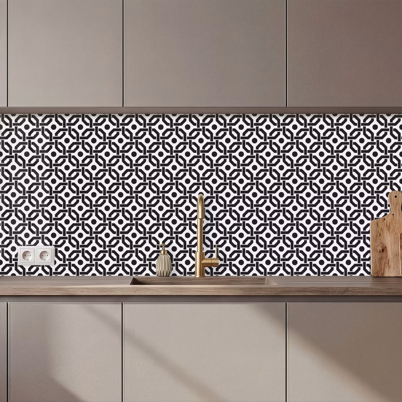 Keuken achterwand - Zwart - Geometrie - Design — 1