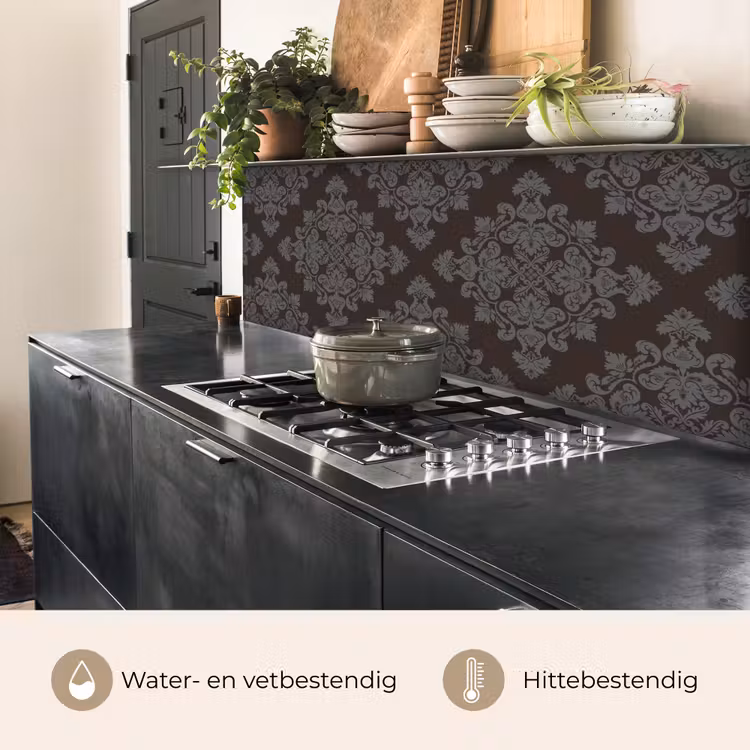 Keuken achterwand - Bruin - Grijs - Sierlijk - Patroon — 5