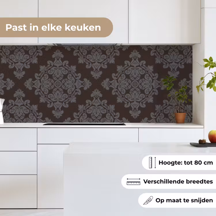 Keuken achterwand - Bruin - Grijs - Sierlijk - Patroon — 7
