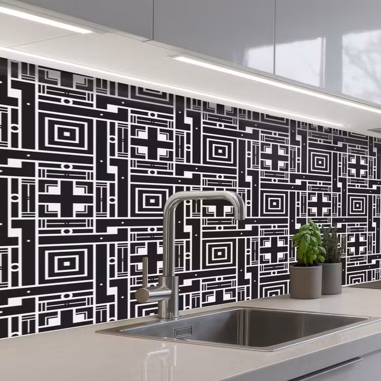 Keuken achterwand - Geometrie - Patroon - Zwart — 2