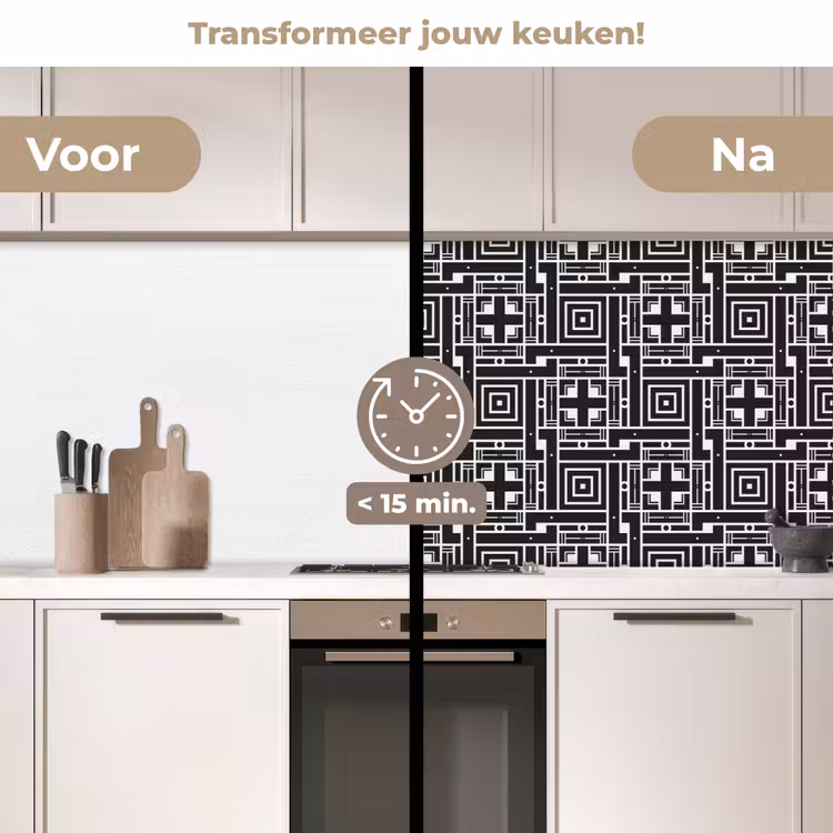 Keuken achterwand - Geometrie - Patroon - Zwart — 3