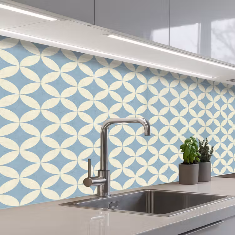 Keuken achterwand - Geometrisch - Bloem - Motief - Blauw — 2