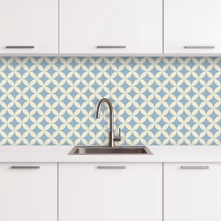 Keuken achterwand - Geometrisch - Bloem - Motief - Blauw — 4