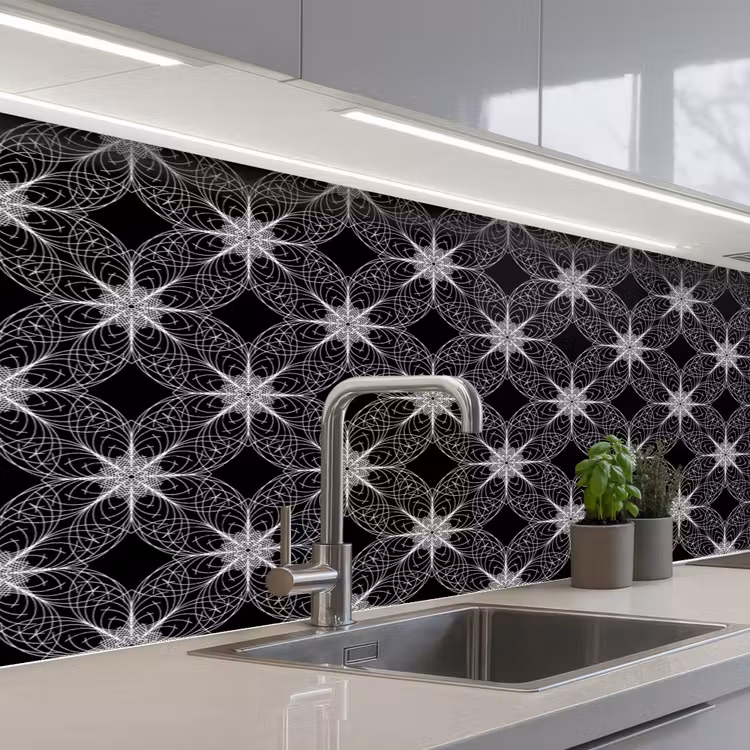 Keuken achterwand - Kompas - Patronen - Zwart Wit — 2