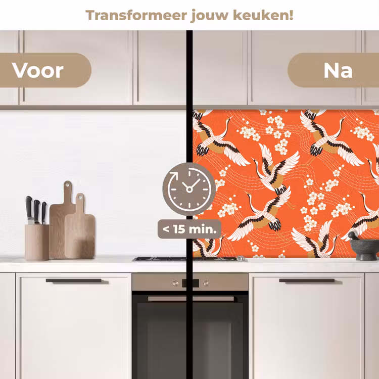 Keuken achterwand - Kraanvogel - Sakura - Patronen - Japans — 3