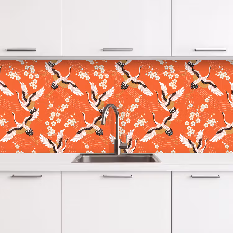 Keuken achterwand - Kraanvogel - Sakura - Patronen - Japans — 4