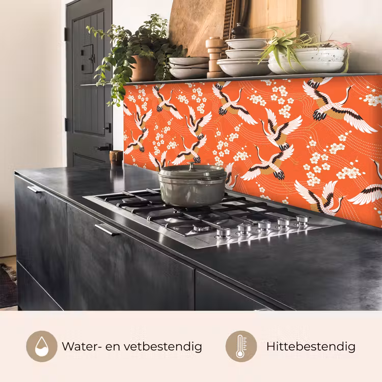 Keuken achterwand - Kraanvogel - Sakura - Patronen - Japans — 5