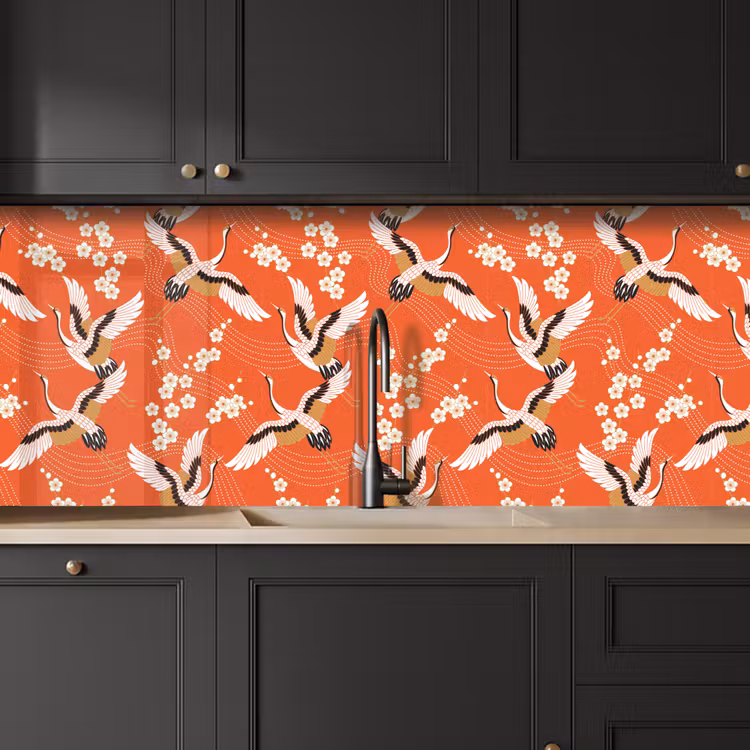 Keuken achterwand - Kraanvogel - Sakura - Patronen - Japans — 6
