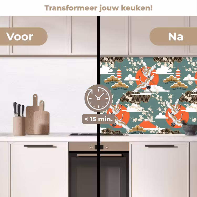Keuken achterwand - Kraanvogel - Sakura - Zon - Patronen — 3
