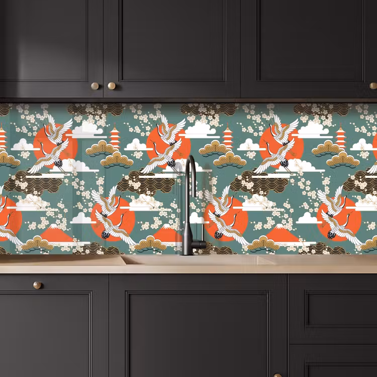 Keuken achterwand - Kraanvogel - Sakura - Zon - Patronen — 6