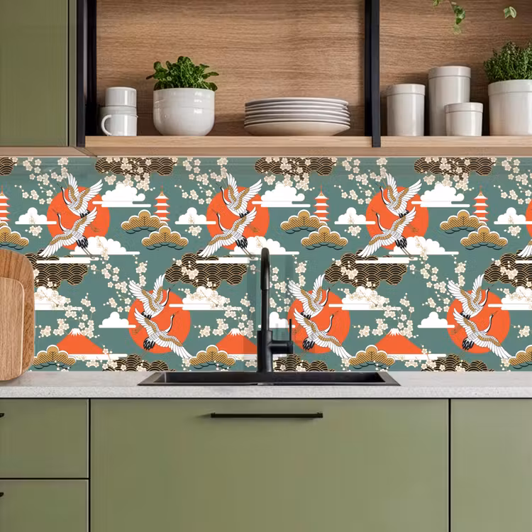 Keuken achterwand - Kraanvogel - Sakura - Zon - Patronen — 8